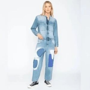 FREE PEOPLE x Sandrine Rose patchwork denim jumpsuit